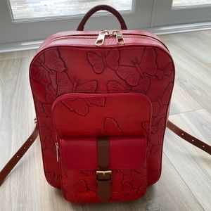 Handmade leather Backpack Mario Hernandez red